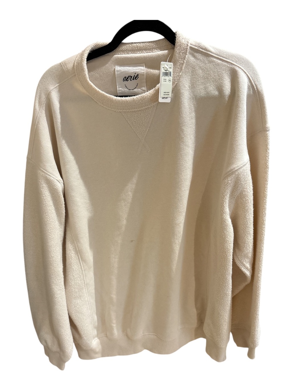Women's Aerie Off White Crew Neck Sweatshirt Size Medium